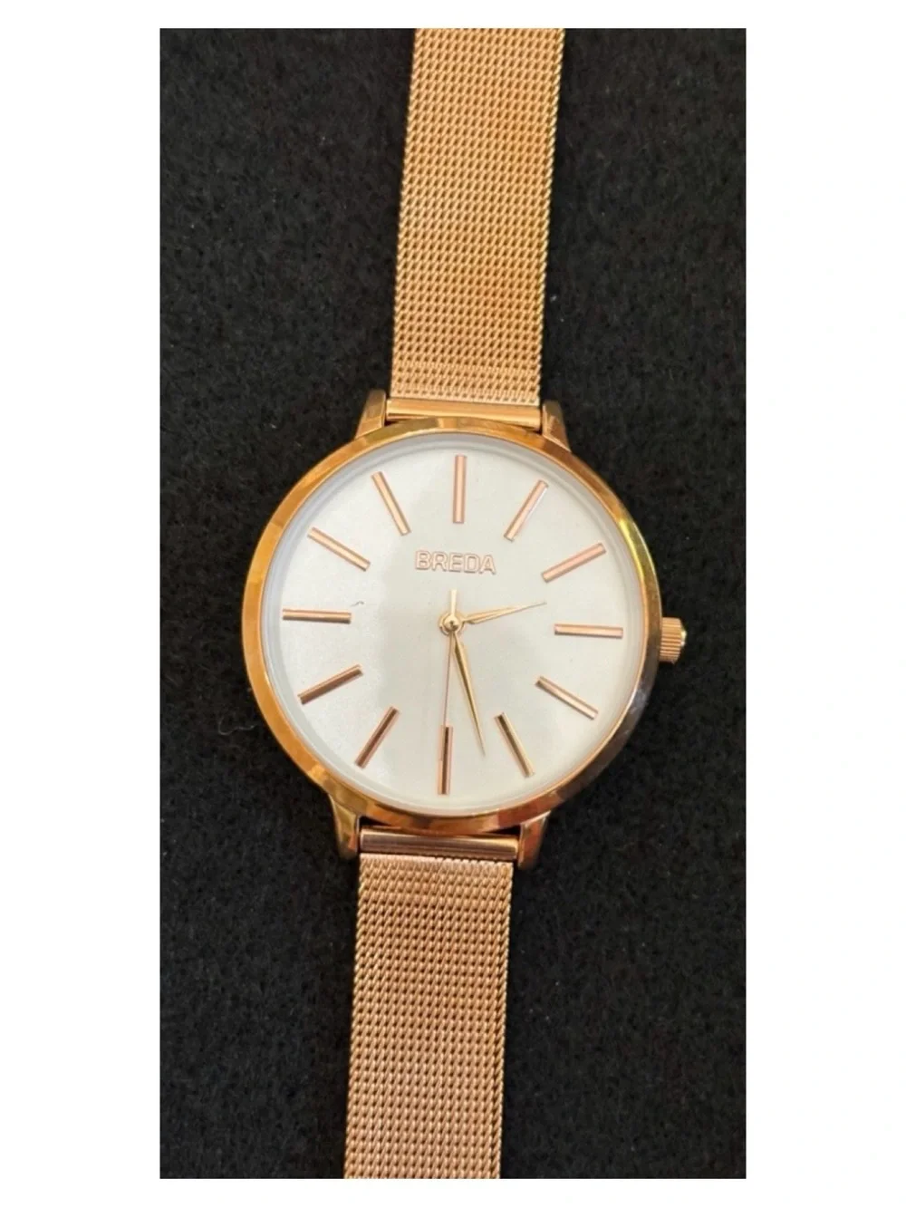 NWOT** Anthropologie BREDA Joule Mesh Watch in Rose Gold  **Needs Battery